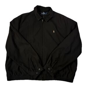 Vintage Polo Ralph Lauren Black Harrington Jacket Bi-Swing Preppy Coat Mens XL